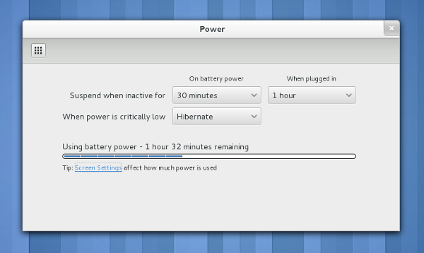 Power Settings Screenshot